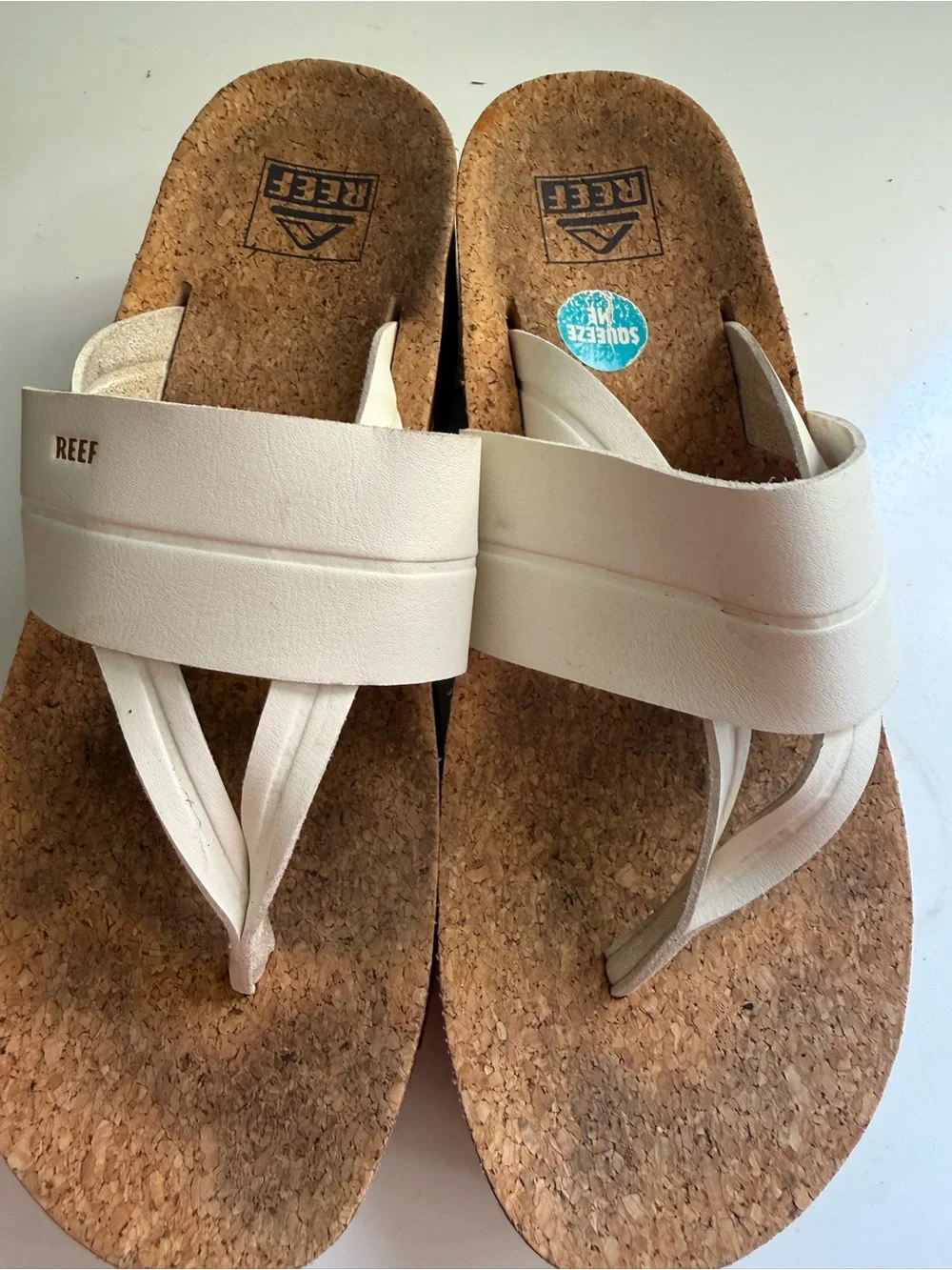 Reef vista higher Lennox size 8 Two-Tone Platform Slide Sandal in Cream and Tan